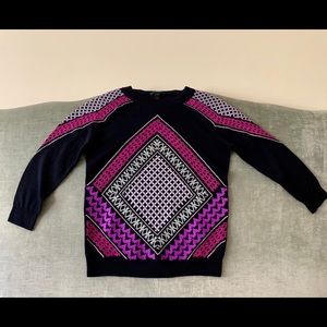 J. Crew 100% Merino Wool Navy/Multi Sweater